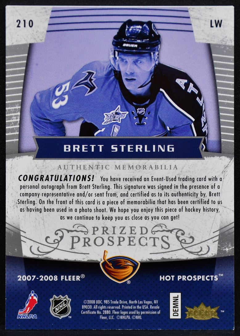 2007-08 Fleer Hot Prized Prospects Sterling Thrashers RC Auto 389/399 Patch 2926
