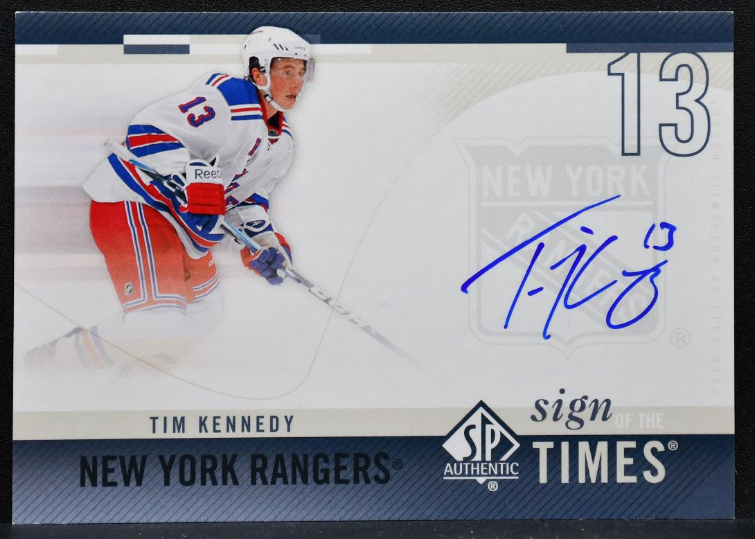 2010-11 SP Authentic Sign of the Times Tim Kennedy New York Rangers Auto 7042
