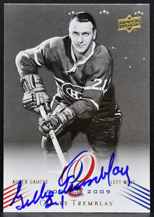 2008-09 UD Montreal Canadiens Centennial Gilles Tremblay 142 Canadiens Auto 3640