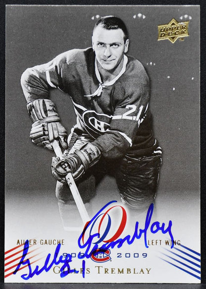 2008-09 UD Montreal Canadiens Centennial Gilles Tremblay 142 Canadiens Auto 3640