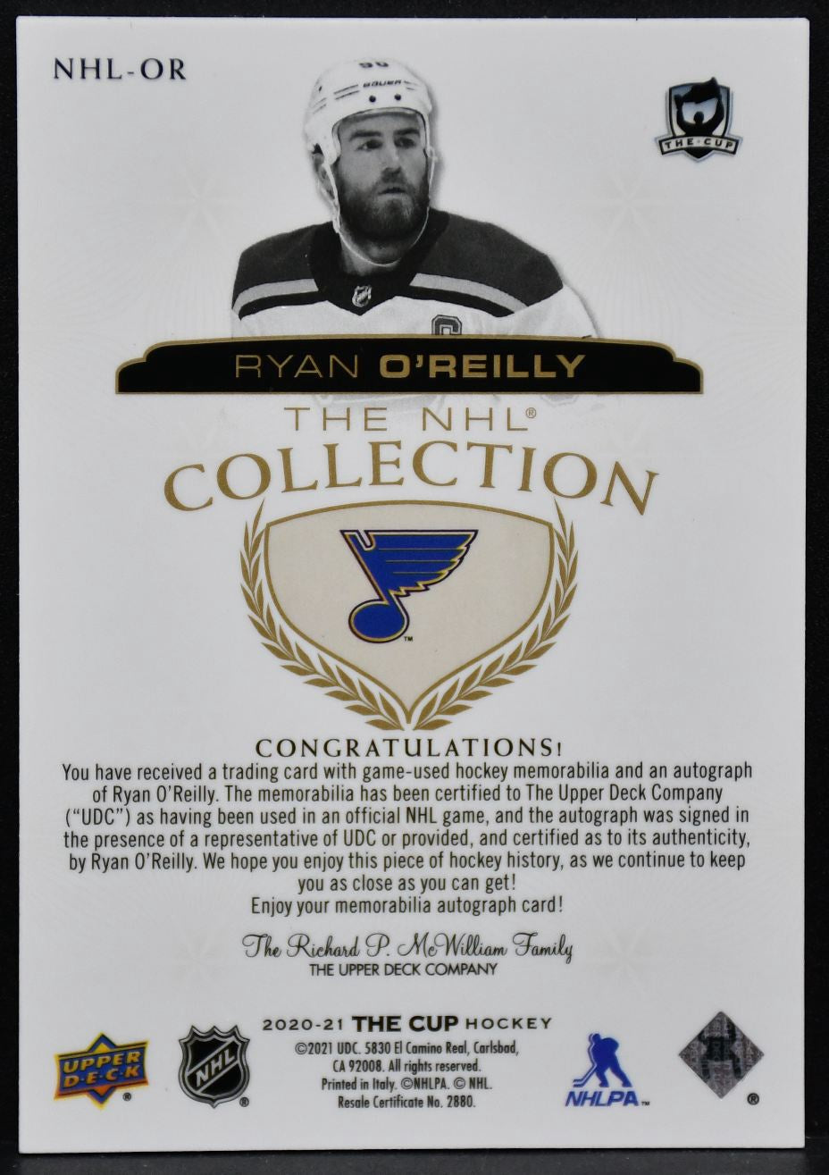 2020-21 UD The Cup NHL Collection Auto Patch Ryan O'Reilly NHL-OR /25 Patch
