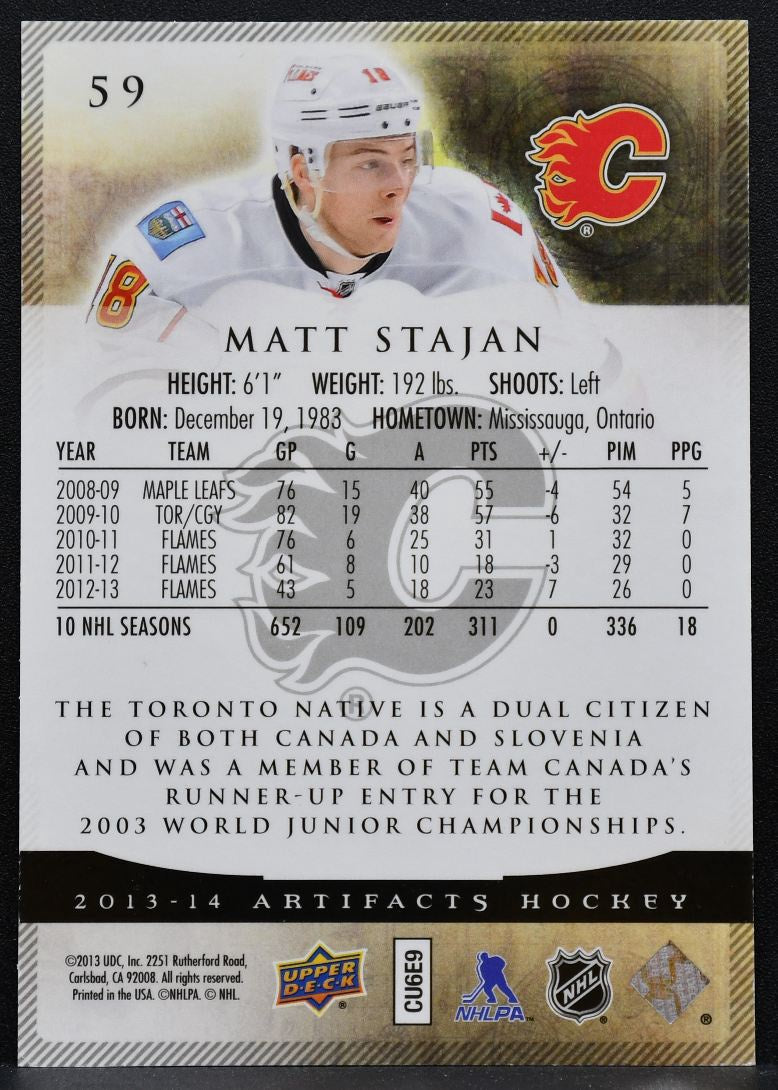 2013-14 Upper Deck Artifacts Ruby Matt Stajan 59 Calgary Flames 037/399 8259