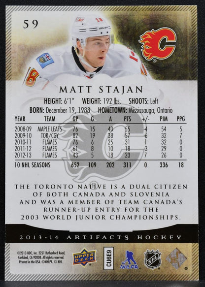2013-14 Upper Deck Artifacts Ruby Matt Stajan 59 Calgary Flames 037/399 8259