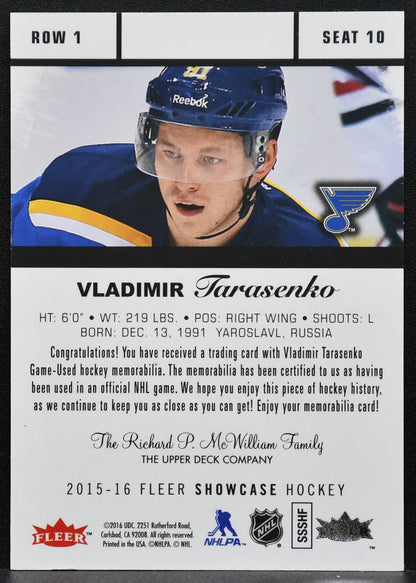 2015-16 Fleer Showcase Flair Jersey Vladimir Tarasenko 10 Blues Jersey 4725