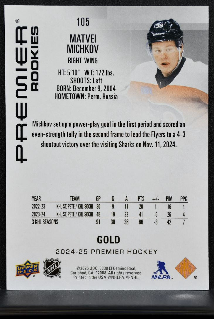 2024-25 Upper Deck Premier Rookies Matvei Michkov 105 Flyers RC 090/199 1693