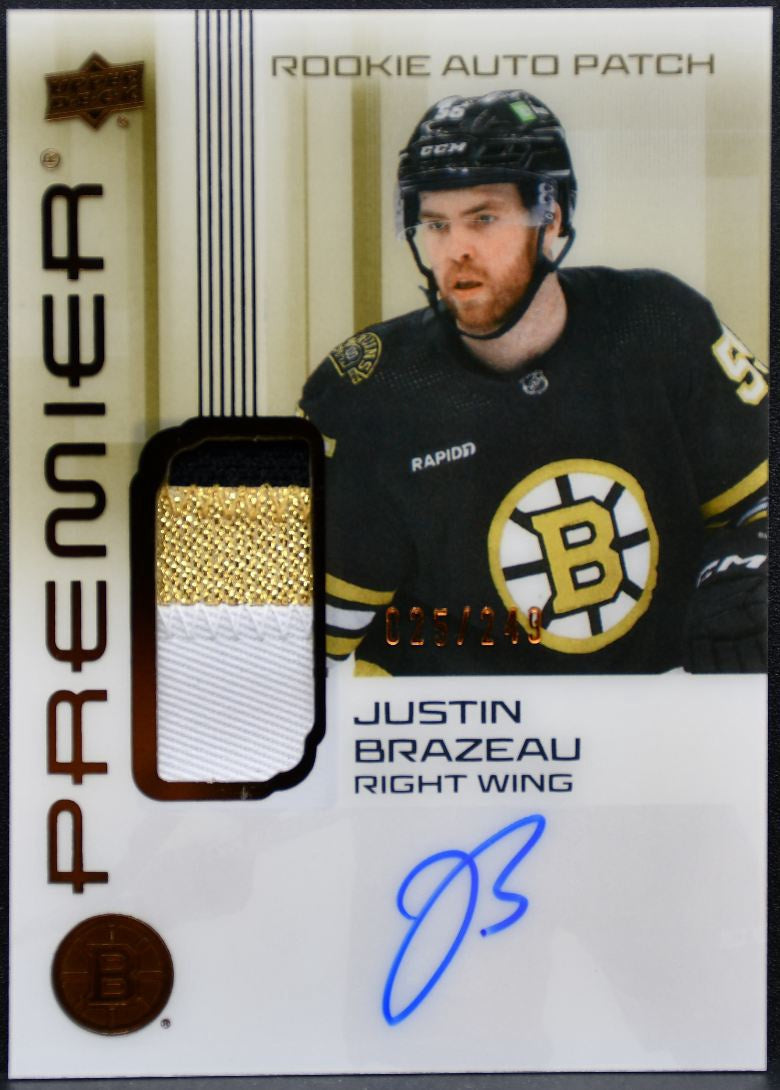 2024-25 UD Premier Rookie Bronze Auto Brazeau Bruins RC Auto /249 Patch 3864