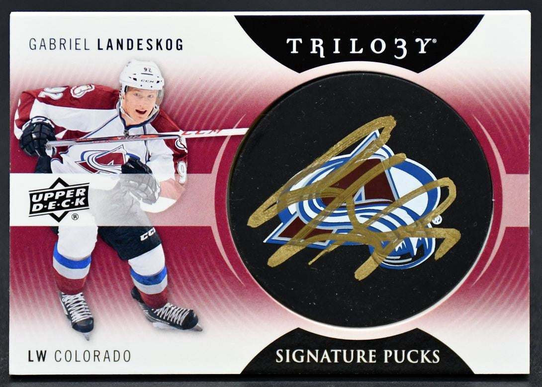 2013-14 UD Trilogy Signature Pucks Gabriel Landeskog SP-GL Auto