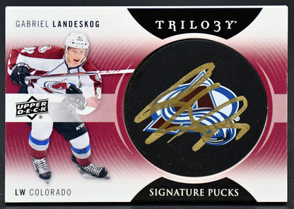 2013-14 UD Trilogy Signature Pucks Gabriel Landeskog SP-GL Auto