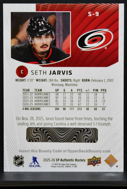2025-26 SP Authentic Spectrum FX Seth Jarvis S-9 Carolina Hurricanes 8389