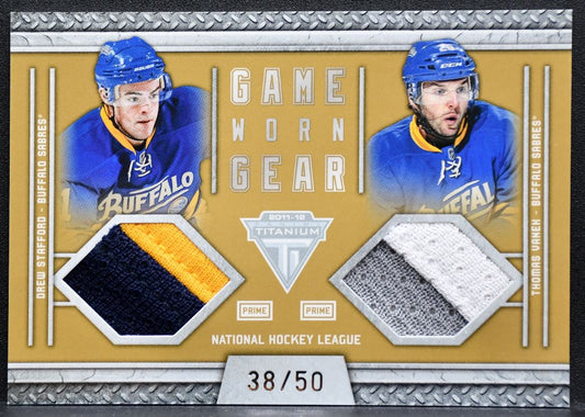 2011-12 Panini Titanium Game Worn Gear Dual Prime Stafford/Vanek Patch 9990