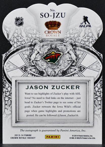 2013-14 Panini Crown Royale Sovereign Sigs Jason Zucker SO-JZU Wild Auto 2629