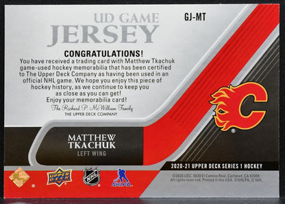 2020-21 Upper Deck UD Game Jersey Matthew Tkachuk GJ-MT Flames Jersey 0956