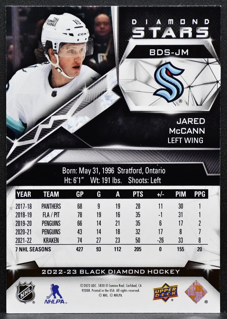 2022-23 Upper Deck Black Diamond Stars Jared McCann BDS-JM Kraken 23/49 2874