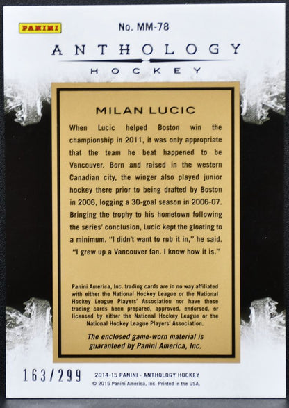 2014-15 Panini Anthology Massive Materials Milan Lucic MM-78 /299 Jersey 1786