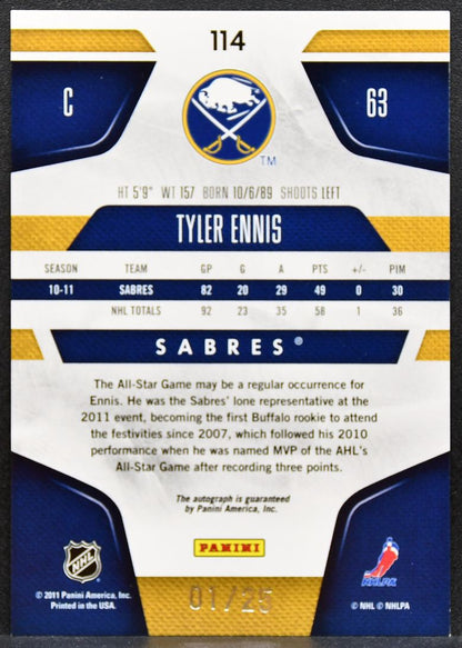 2011-12 Panini Certified Mirror Gold Signatures Ennis 114 Sabres Auto 01/25 1253