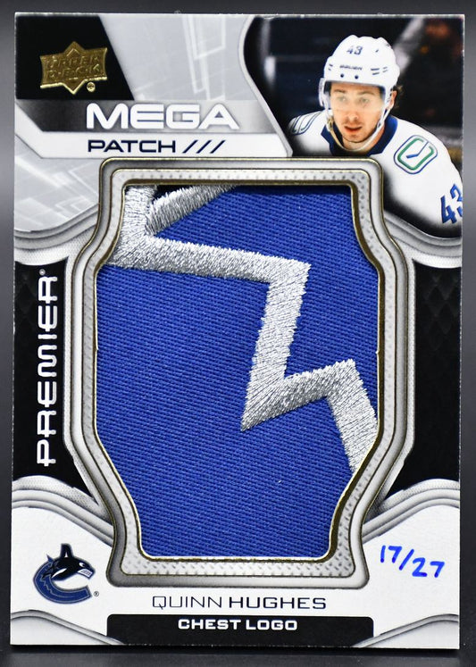 2022-23 UD Premier Quinn Hughes PMP-QH Vancouver Canucks 17/27 Patch