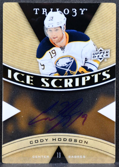 2012-13 Upper Deck Trilogy Ice Scripts Cody Hodgson Buffalo Sabres Auto 5917