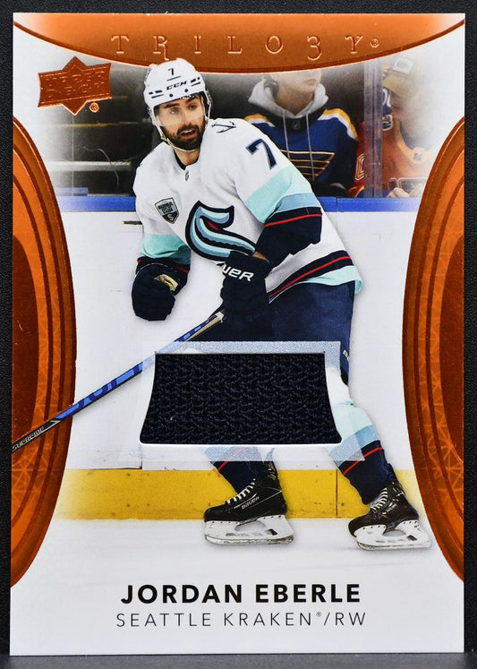 2022-23 UD Trilogy Orange Foil Jersey Jordan Eberle 11 Kraken Jersey 2485