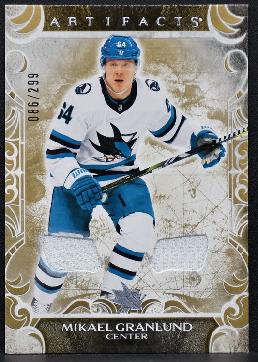 24-25 UD Artifacts Gold Materials Mikael Granlund 54 San Jose Sharks /299 Jersey 7260