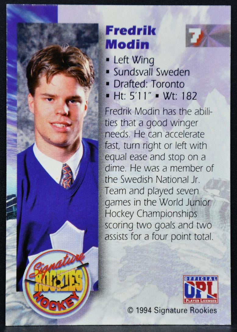 1994-95 OPL Signature Rookies Hockey Fredrik Modin 7 Sweden Auto 7611/7750 3658