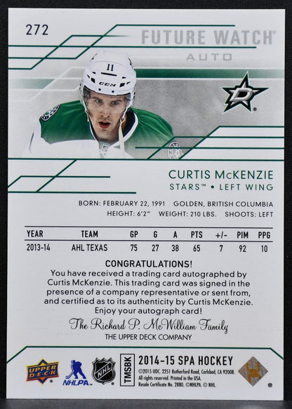 2014-15 SP Authentic Future Watch Auto Curtis McKenzie RC Auto 969/999 8223