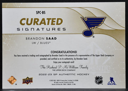 2022-23 SP Authentic Curated Signatures Brandon Saad Blues Auto 194/199 2331