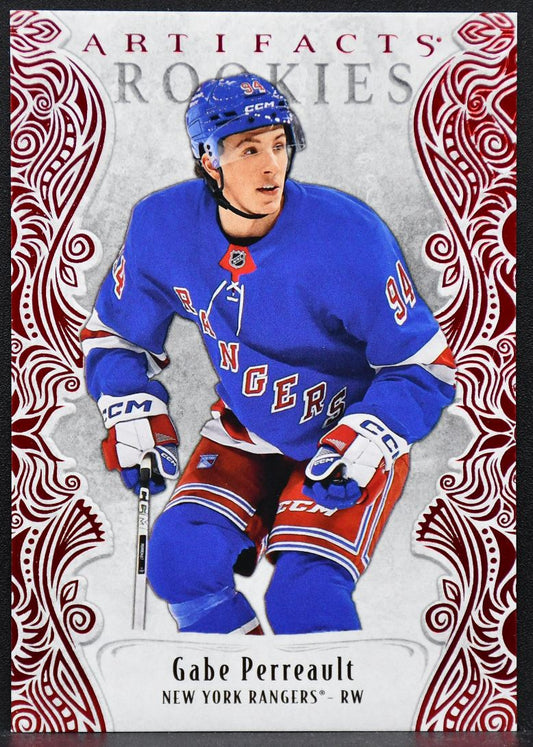 2025-26 UD Artifacts RCs Ruby Red Gabe Perreault 199 New York Rangers RC 036/599 2296