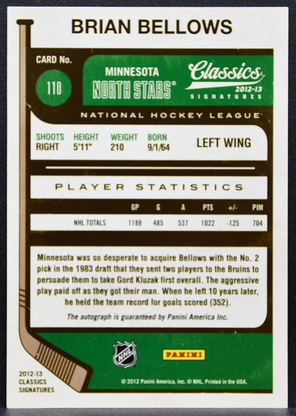 2012-13 Panini Classics Signatures Bellows 110 Minnesota North Stars Auto 0928