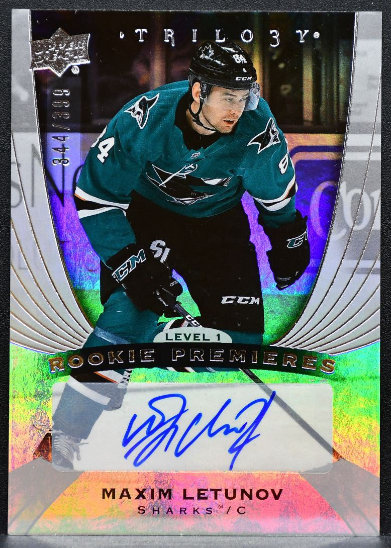 2020-21 UD Trilogy Rookie Permieres lvl1 Maxim Letunov RC Auto 344/399 9497