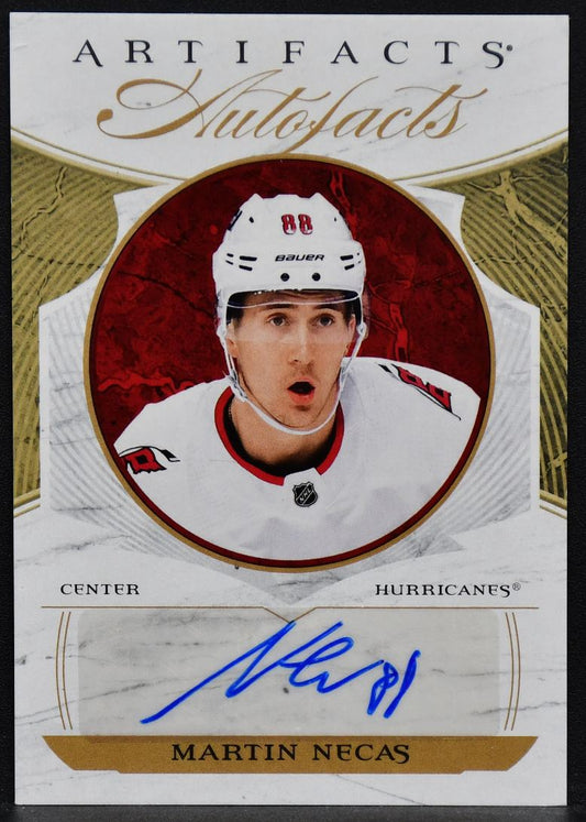 2022-23 UD Artifacts Auto Facts Martin Necas AF-MN Carolina Hurricanes Auto