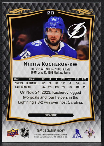 2023-24 Upper Deck Stature Orange Nikita Kucherov 20 Tampa Bay Lightning 147/199 2562