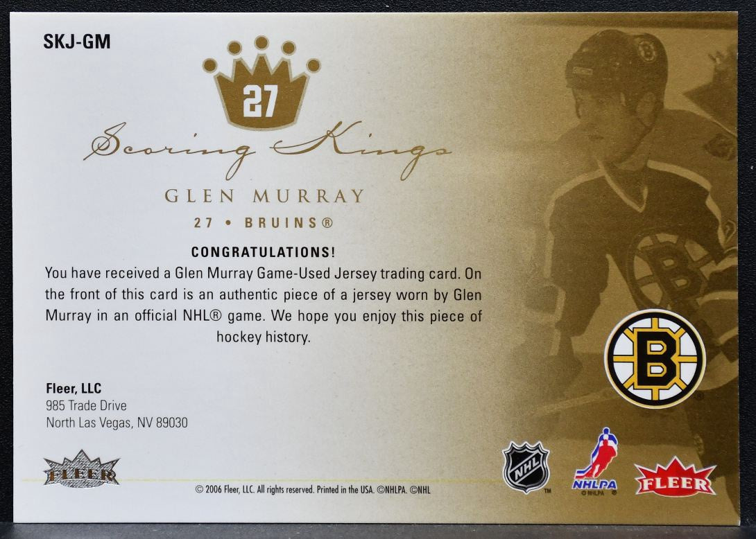 2006-07 Fleer Ultra Scoring Kings Jerseys Glen Murray SKJ-GM Bruins Jersey 9655