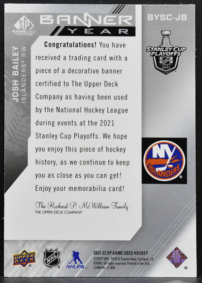 2021-22 SPGU 2021 NHL Stanley Cup Playoffs Banner Year Relics Bailey Jersey 3895