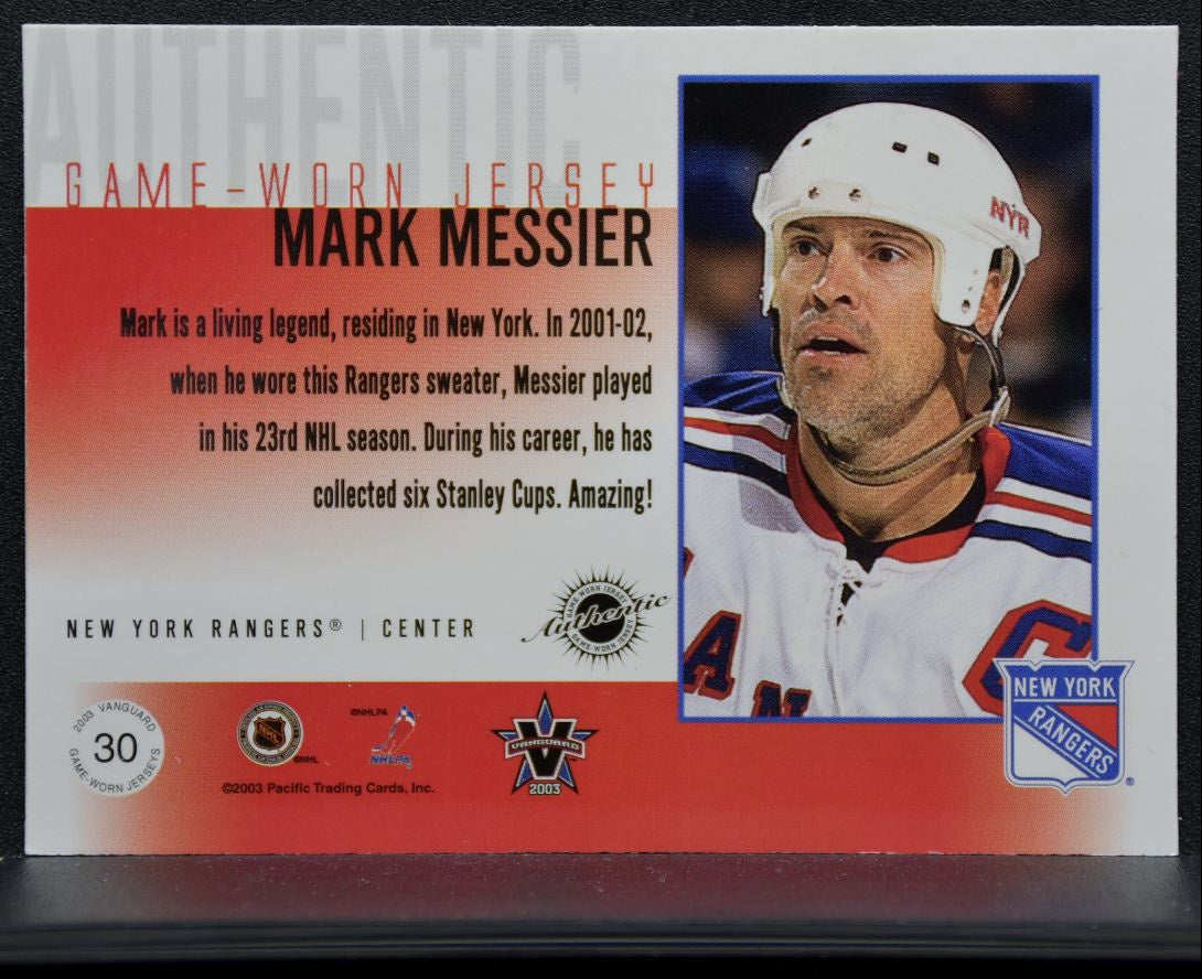 2002-03 Pacific Vanguard Jersey Mark Messier 30 Rangers /500 Jersey 6775