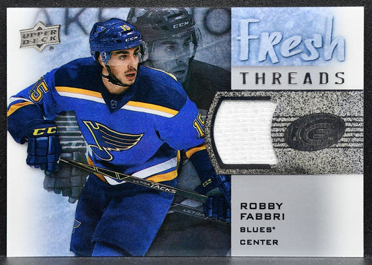 2015-16 Upper Deck Ice Fresh Threads Robby Fabbri FT-RF Blues RC Jersey 5265