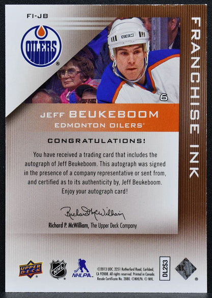 2013-14 Upper Deck Edmonton Oilers Franchise Ink Jeff Beukeboom FI-JB Auto 5409