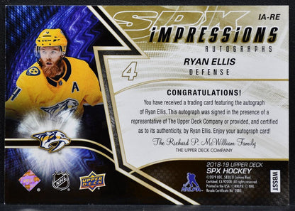 2018-19 SPx Impressions Autographs Ryan Ellis IA-RE Predators Auto 115/249 2466