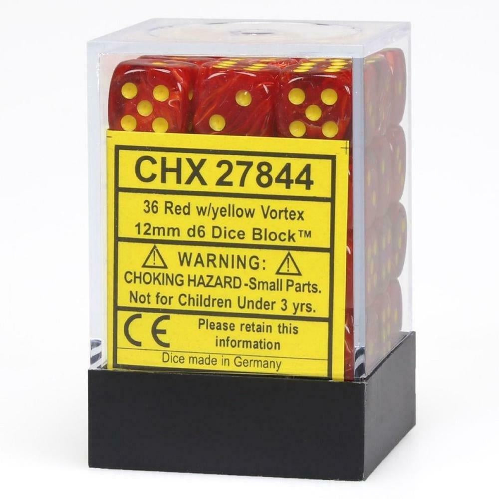 Vortex 36 * D6 Red / Yellow 12mm Chessex Dice (CHX27844)