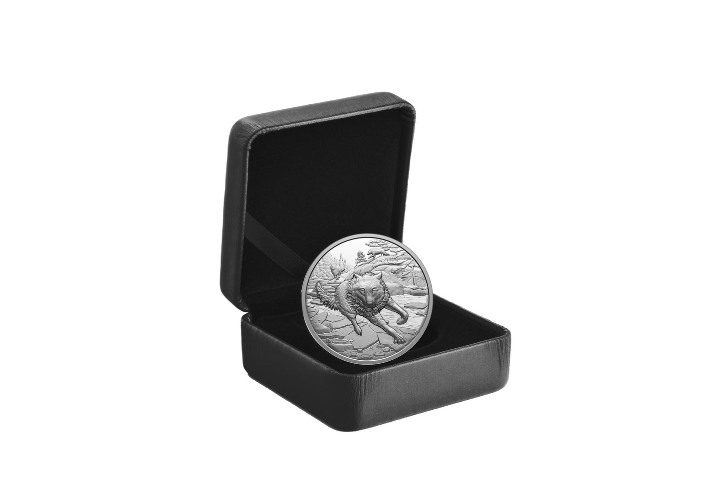Great Hunters: Grey Wolf – 1 oz. $20 1 oz Fine Silver Ultra High Relief Coin (250386)