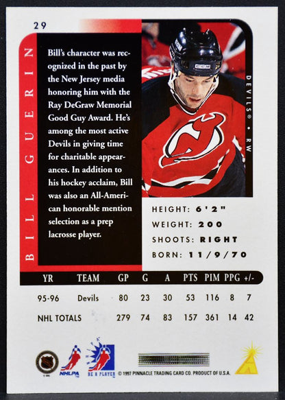 1996-97 Pinnacle Be a Player Autographs Bill Guerin 29 Devils Auto 9253