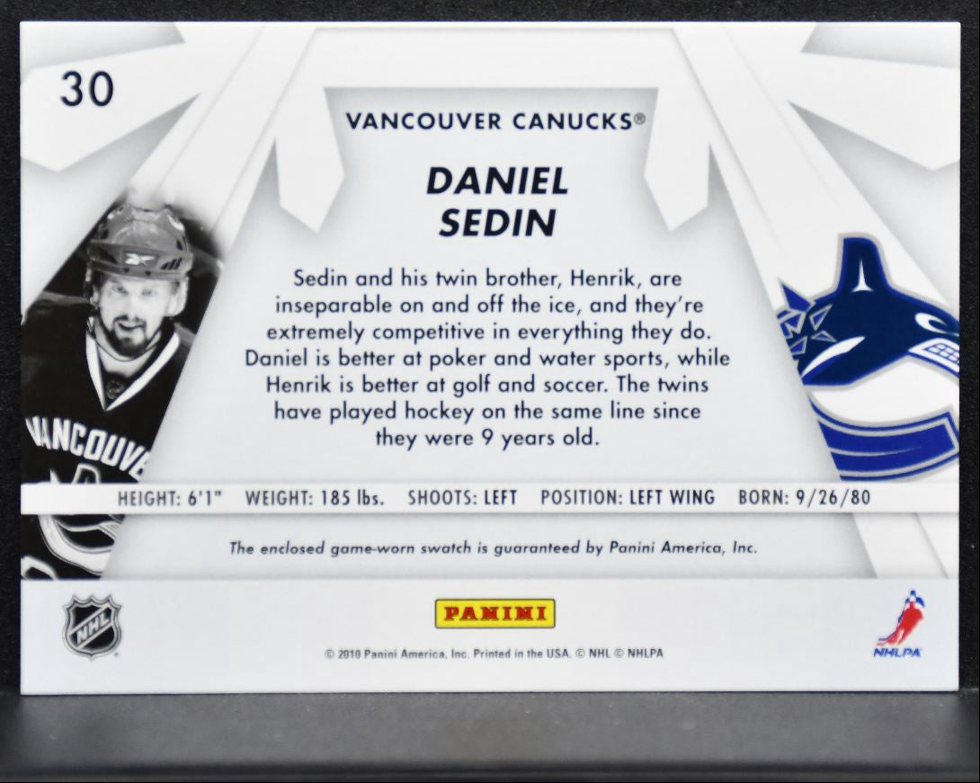 2010-11 Donruss Boys of Winter Daniel Sedin 30 Vancouver Canucks Jersey 1427