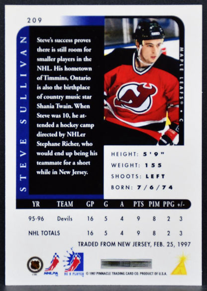 1997-98 Pinnacle Be a Player Autographs Steve Sullivan 209 Maple Leafs Auto 7839