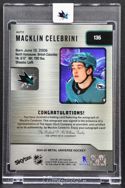 2024-25 SkyBox Metal Universe Rookie Base Autographs Celebrini RC Auto 1098