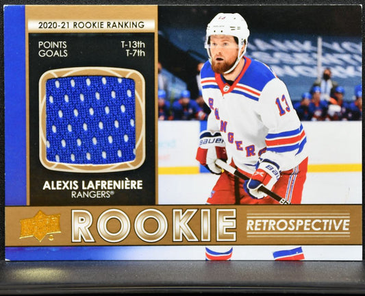 2021-22 UD Rookie Retrospective Alexis Lafrenière RR-20 Rangers Jersey 0175