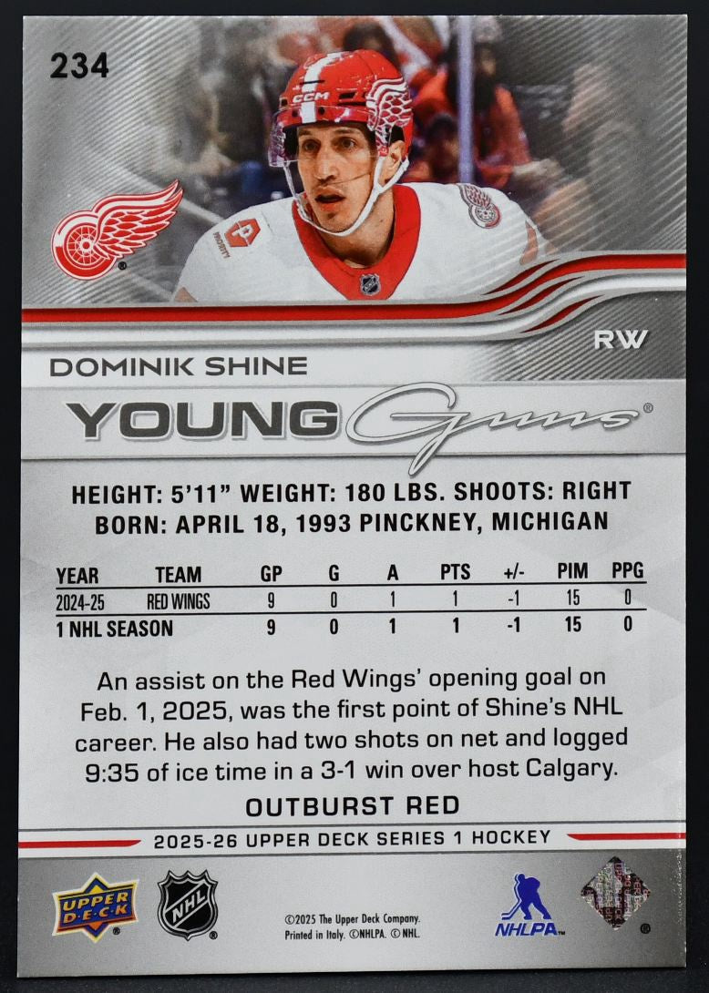 2025-26 UD Series 1 Young Guns Outburst Red Dominik Shine 234 RC 04 /25