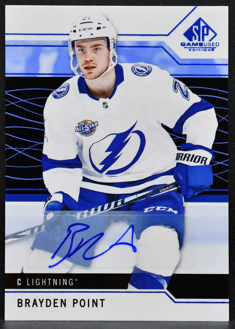 2018-19 SP Game Used Blue Autographs Brayden Point 32 Lightning Auto 1960