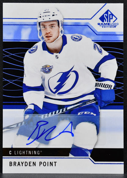 2018-19 SP Game Used Blue Autographs Brayden Point 32 Lightning Auto 1960