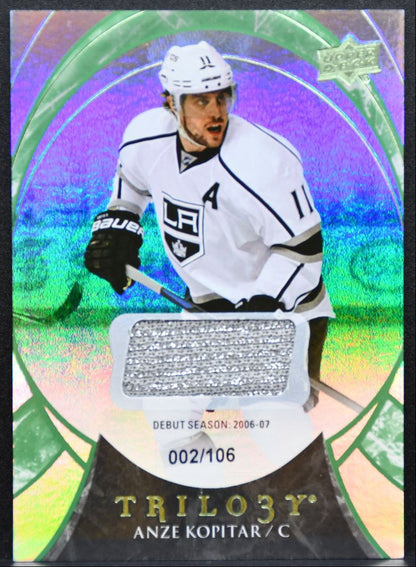 2015-16 UD Trilogy Rainbow Foil Green Anze Kopitar 42 Kings 002/106 Jersey 5142