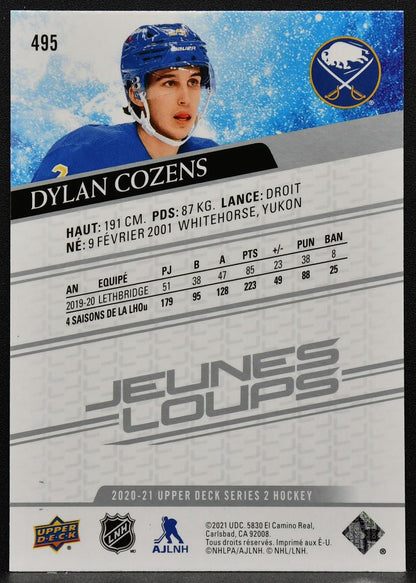 2020-21 Upper Deck Series 2 Young Guns French Variant Dylan Cozens 495 RC 7503