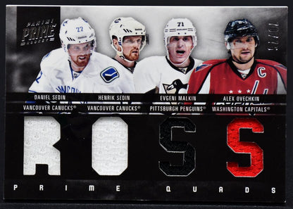 2011-12 Panini Prime Quads Jerseys Ovechkin/Sedin/Malkin/Sedin 8 10/75 Jersey